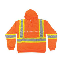 Orange 100% Polyester Sweat à capuche avec fermeture à glissière